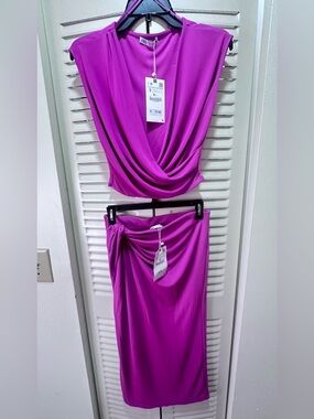 Zara Fuchsia Draped Two-Piece Set